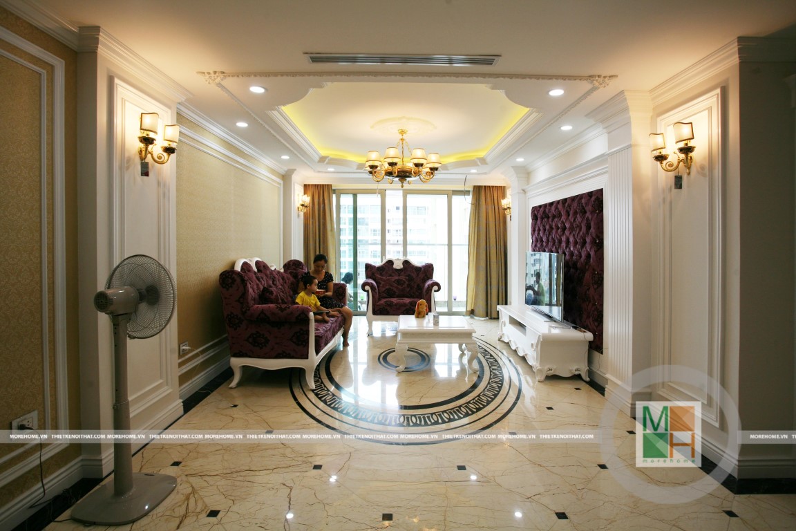 Thiết kế trần thạch cao chung cư đẹp tiện nghi Thiết kế trần thạ...